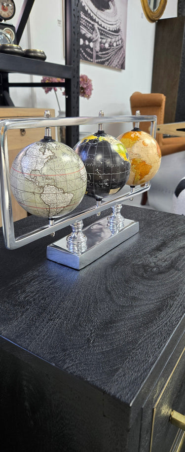 Triple World Globe on Frame at online8 furniture store Auckland