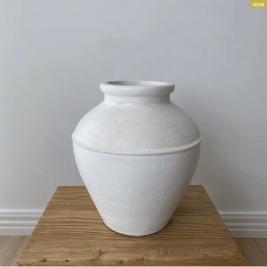 Tuscan Terracotta Jar - White Large at online8 furniture store Auckland