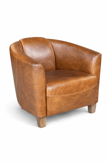 Vanguard Aged Leather Armchair Tub Chair – Cognac at Online8 Furniture Auckland NZ