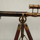 Handmade 14in brass telescope with pull-out tube focus, sized for a desk or shelf