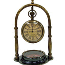 Vintage Brass Compass & Clock at online8 furniture store Auckland