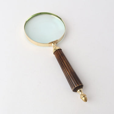 Vintage Brass & Fluted Wood Magnifying Glass at Online8 Furniture Auckland NZ