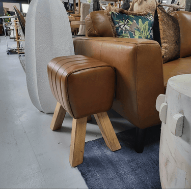Vintage Leather Vault Stool at online8 furniture store Auckland