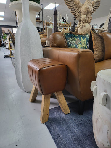 Vintage Leather Vault Stool at online8 furniture store Auckland