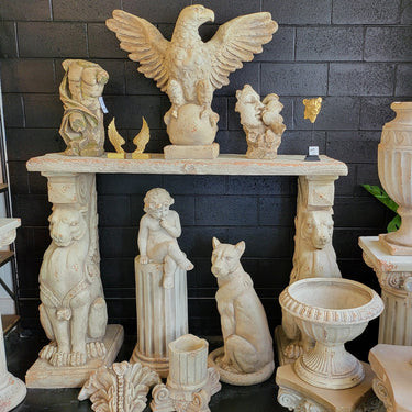 Vintage Lion Plinth - Antique Marble at online8 furniture store Auckland