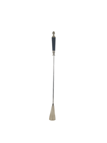 Vintage Shoe Horn in steel and aluminium with a classic leather handle