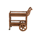Vintage wooden serving trolley side view