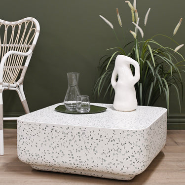 VISTA Bowie Square Coffee Table - Clear Terrazzo at Online8 Furniture Auckland NZ