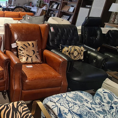 Waldorf Tufted Leather Armchair - Belon Black at online8 furniture store Auckland