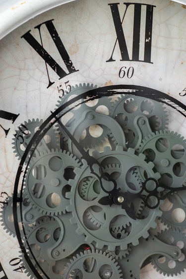 Wall Clock with Gears and Roman Numeral at online8 furniture store Auckland