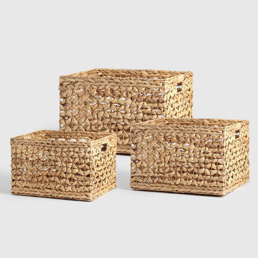 Water Hyacinth Basket Set of 3 at online8 furniture store Auckland