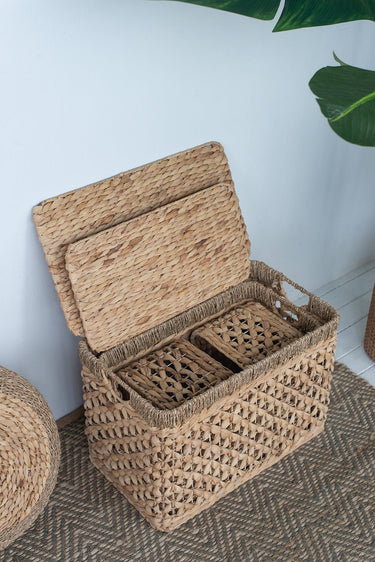 Water Hyacinth Basket Set of 4 at online8 furniture store Auckland