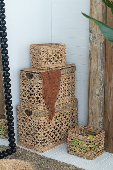 Water Hyacinth Basket Set of 4 at online8 furniture store Auckland