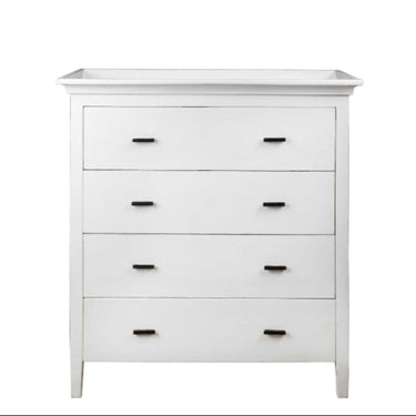 Wellesley 4 Drawer Tallboy White at online8 furniture store Auckland