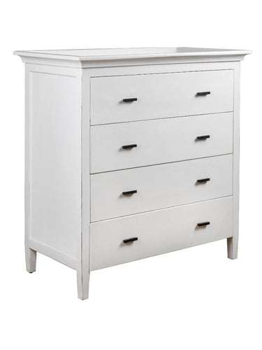 Wellesley 4 Drawer Tallboy White at online8 furniture store Auckland