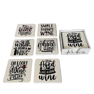 Whine Wine Coasters Set/6 at online8 furniture store Auckland