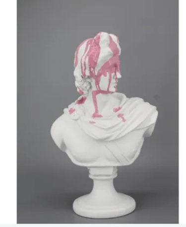 White Apollo Bust W/ Pink Splash at online8 furniture store Auckland