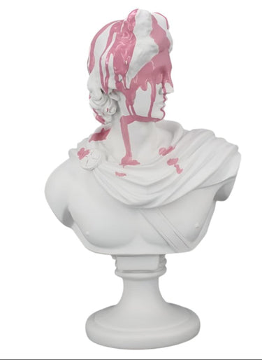 White Apollo Bust W/ Pink Splash at online8 furniture store Auckland