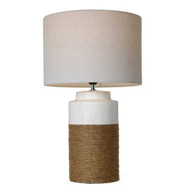 White Ceramic / Rope Lamp at online8 furniture store Auckland