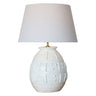 White Terracotta Table Lamp with White Linen Shade at online8 furniture store Auckland