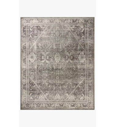 Wimberly Rug WYM-07 in Ink/Bone, a hand-tufted polyester rug with a moody, distressed printed design