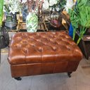 Winchester Button Top with Storage Ottoman - Vintage Cigar at online8 furniture store Auckland