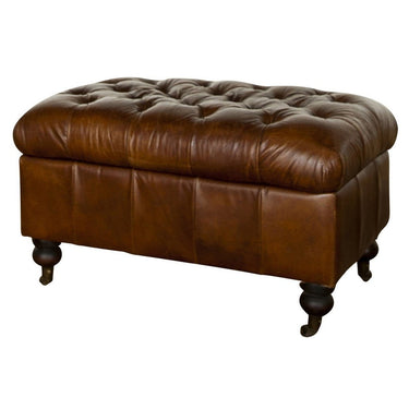 Winchester Button Top with Storage Ottoman - Vintage Cigar at online8 furniture store Auckland
