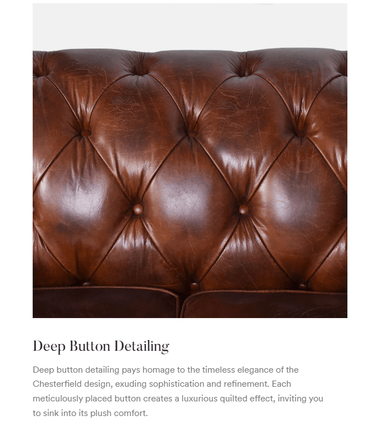 Windsor 2 Seater Aged Leather Chesterfield Sofa at online8 furniture store Auckland