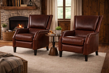 Windsor Aged Leather Recliner Chair - Vintage Cigar at Online8 Furniture Auckland NZ