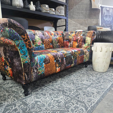 Windsor Chesterfield Patchwork 2 Seater Sofa - Leopard at online8 furniture store Auckland