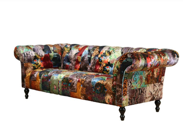 Windsor Chesterfield Patchwork 3 Seater Sofa - Leopard at online8 furniture store Auckland