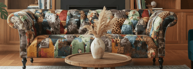 Windsor Chesterfield Patchwork 3 Seater Sofa - Leopard at online8 furniture store Auckland