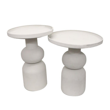 Windsor Ripple White Side Tables - Set/2 at online8 furniture store Auckland