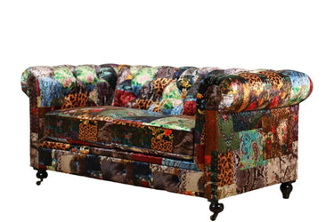 Winston Chesterfield Patchwork 2 Seater Sofa at online8 furniture store Auckland