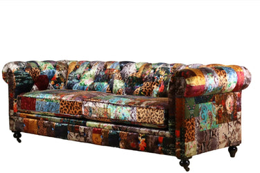 Winston Chesterfield Patchwork 3 Seater Sofa - Leopard at online8 furniture store Auckland