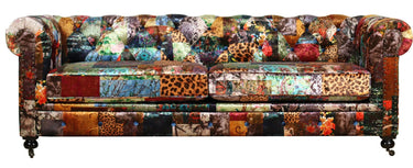 Winston Chesterfield Patchwork 3 Seater Sofa - Leopard at online8 furniture store Auckland