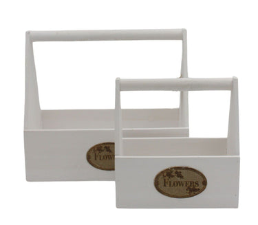 Wooden Flower Boxes with Handles Set/2 at online8 furniture store Auckland