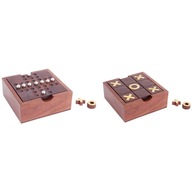 Wooden Tic Tac Toe Solitaire Game In Box at online8 furniture store Auckland