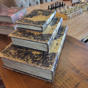 World Map Book Boxes Set of 3 at online8 furniture store Auckland