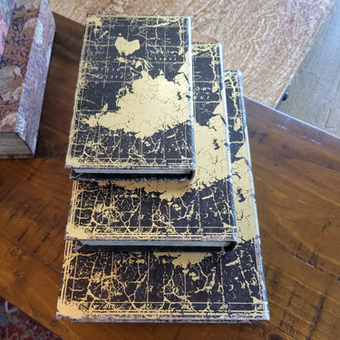 World Map Book Boxes Set of 3 at online8 furniture store Auckland