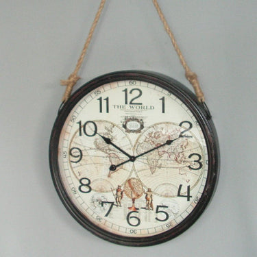 World Map Hanging Clock - 45Cm at online8 furniture store Auckland