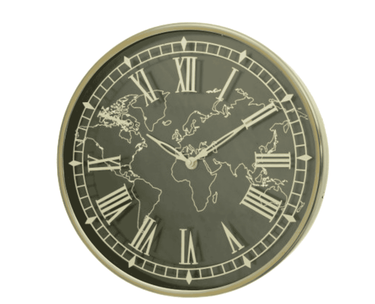 World Map Wall Clock at online8 furniture store Auckland