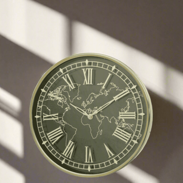 World Map Wall Clock at online8 furniture store Auckland