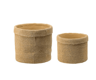 Woven Look Cement Planters - Set of 2 at online8 furniture store Auckland