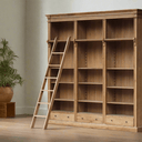 XL Bookcase with Adjustable Shelves & Ladder at online8 furniture store Auckland