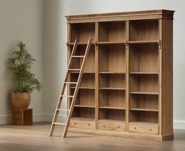 XL Bookcase with Adjustable Shelves & Ladder at online8 furniture store Auckland