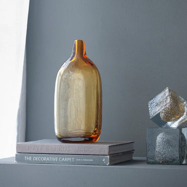 Yellow Glass Bottle Vase at Online8 Furniture Auckland NZ