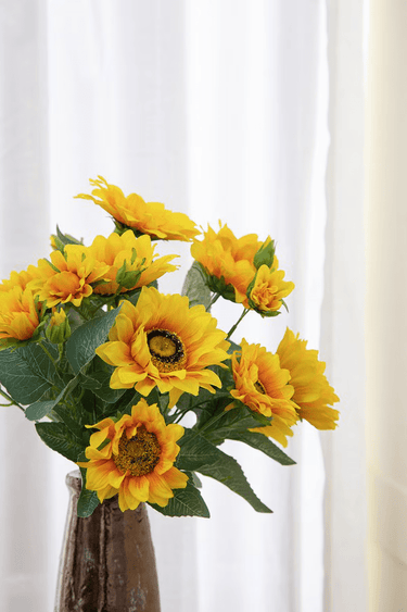 Yellow Sunflower Stems 9 Heads at online8 furniture store Auckland