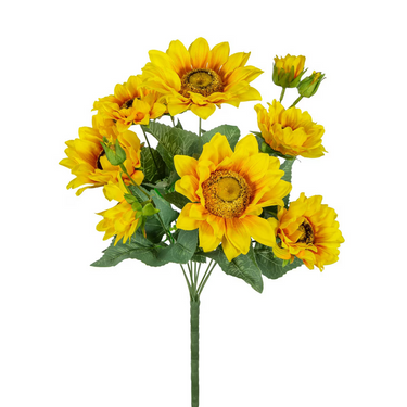 Yellow Sunflower Stems 9 Heads at online8 furniture store Auckland