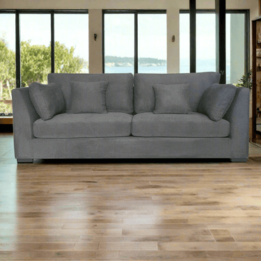 York 3-Seater Upholstered Sofa - Charcoal at online8 furniture store Auckland